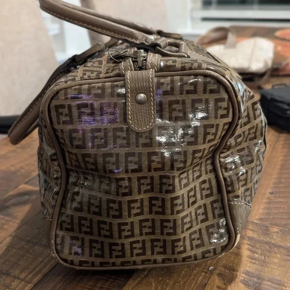 Authentic Fendi Zucca Boston Bag PVC Coated Canvas - Picture 2 of 15